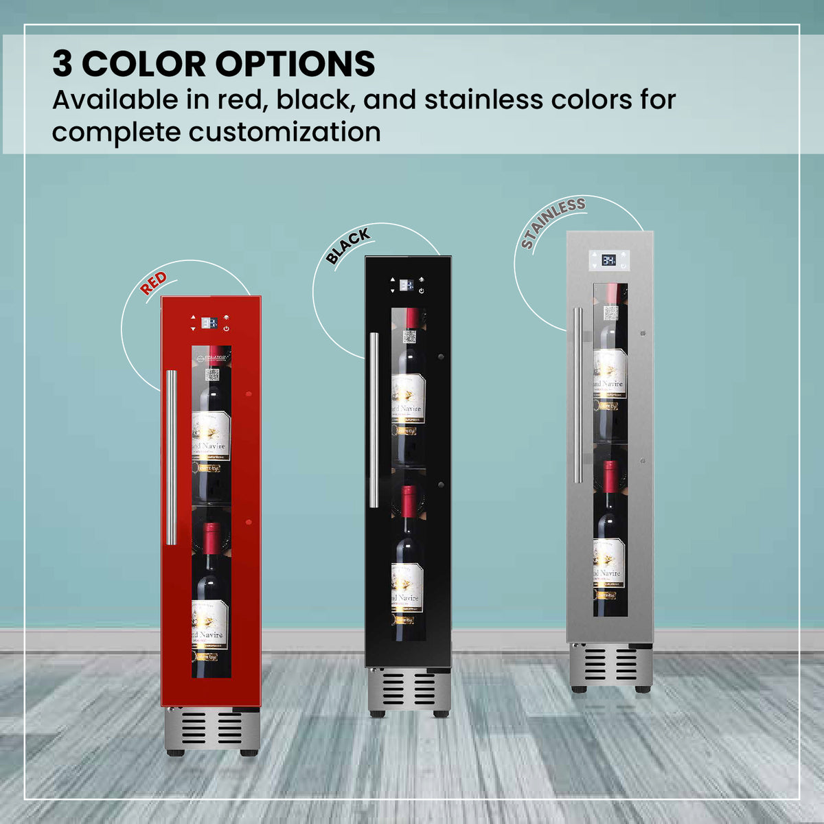Equator 9 Bottles Wine Refrigerator 1-Zone Freestanding/Builtin 7 Color LED 110V