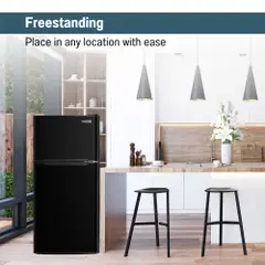 Refrigerador compacto Conserv de 19 pulgadas, color NEGRO, 2 puertas, 4.5 pies cúbicos, puerta reversible, 110V