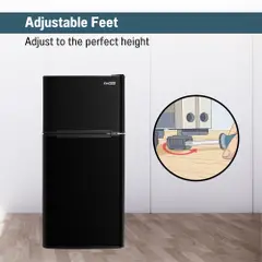 Refrigerador compacto Conserv de 19 pulgadas, color NEGRO, 2 puertas, 4.5 pies cúbicos, puerta reversible, 110V