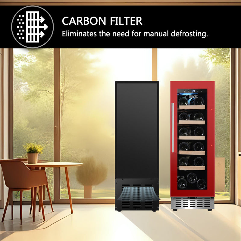Refrigerador de vinos Equator para 18 botellas, negro, independiente/integrable, LED de 7 colores