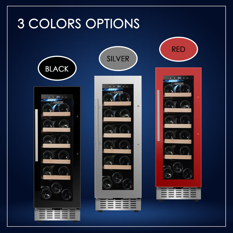 Refrigerador de vinos Equator para 18 botellas, negro, independiente/integrable, LED de 7 colores