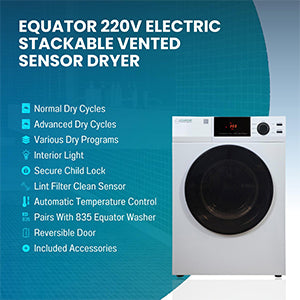Deluxe 24 in 220V Vented SENSOR Dryer SANITIZE 4 cu.ft Touch Control DIGITAL