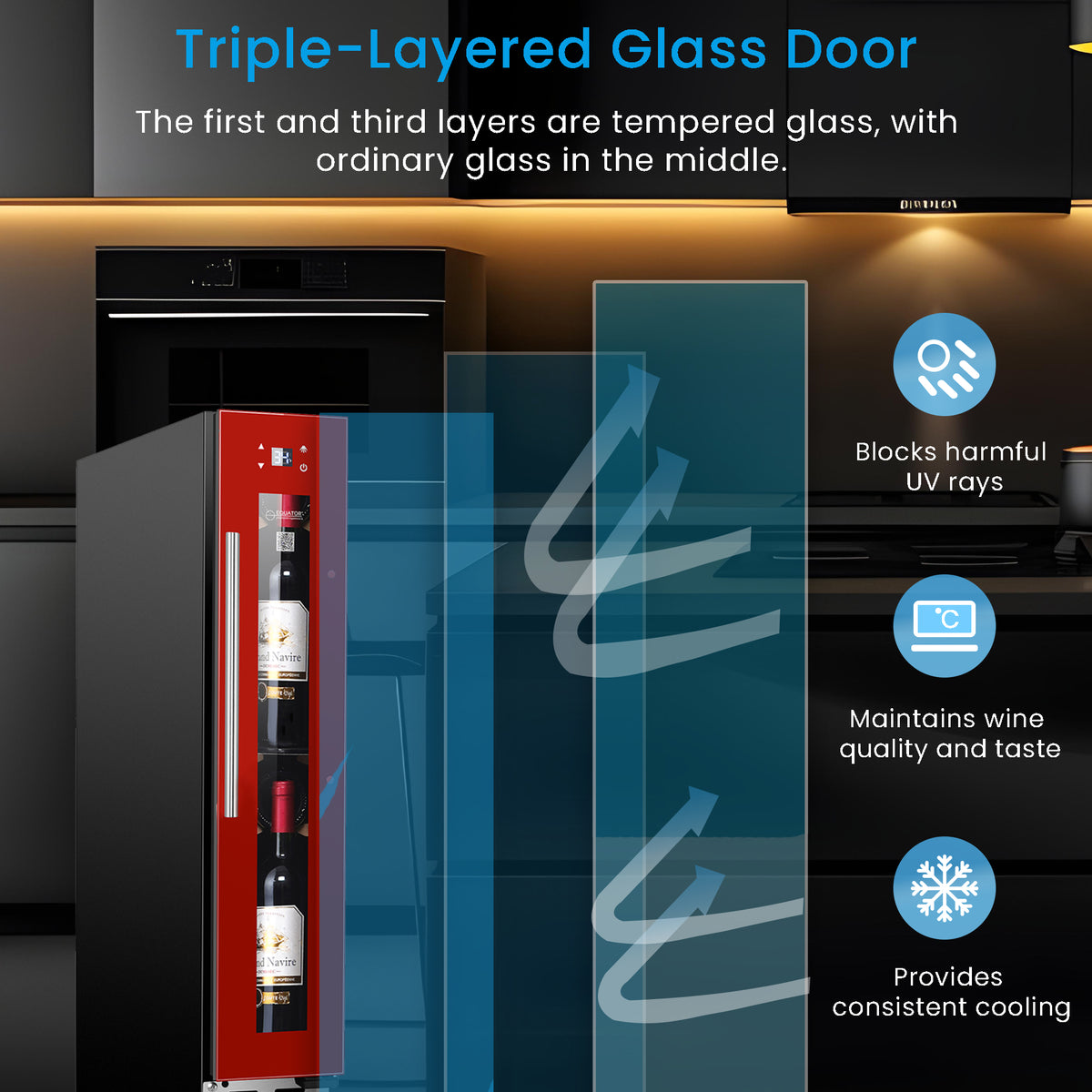 Equator 9 Bottles Wine Refrigerator 1-Zone Freestanding/Builtin 7 Color LED 110V