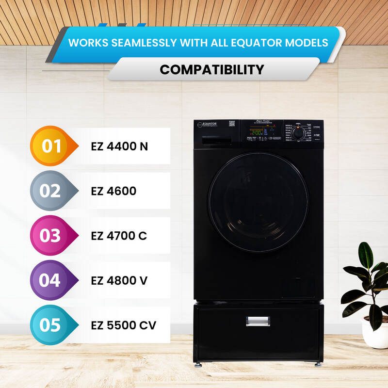 Lavadora secadora todo en uno CONVERTIBLE PET Ciclo de higienización 1.62 pies cúbicos/15 libras 1400 RPM + Pedestal