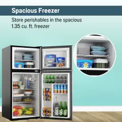Refrigerador compacto Conserv de 19 pulgadas, color NEGRO, 2 puertas, 4.5 pies cúbicos, puerta reversible, 110V