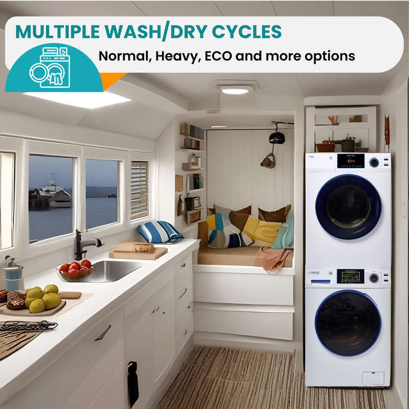 MARINE ANTI CORROSION Stackable Compact Washer 1.6cf+Sensor Dryer 3.1cf 110V