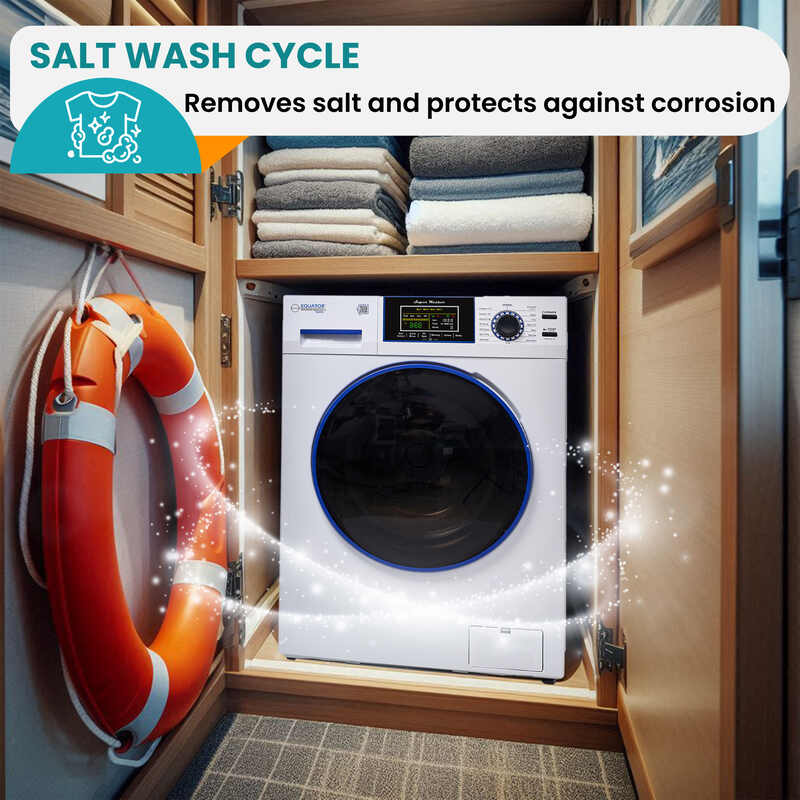 MARINE ANTI CORROSION Stackable Compact Washer 1.6cf+Sensor Dryer 3.1cf 110V