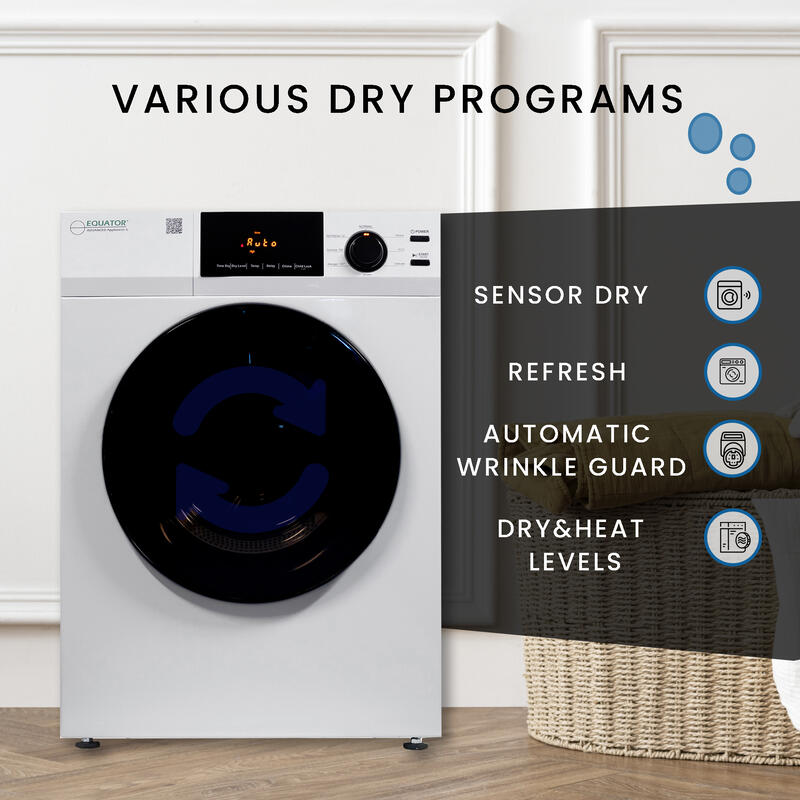 Secadora Equator Deluxe de 24 pulgadas, CON VENTILACIÓN, con sensor, higienización, 4 pies cúbicos, control táctil, 110 V, DIGITAL (Reacondicionada)