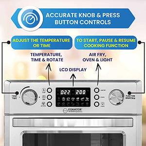 Friteuse à air chaud Equator 5-en-1 pour comptoir + convection + pizza + gril + déshydrateur, acier inoxydable
