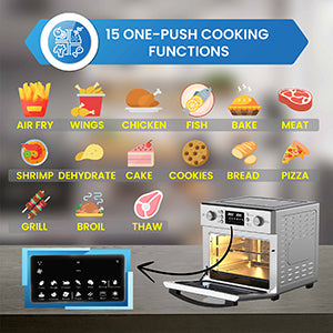 Friteuse à air chaud Equator 5-en-1 pour comptoir + convection + pizza + gril + déshydrateur, acier inoxydable