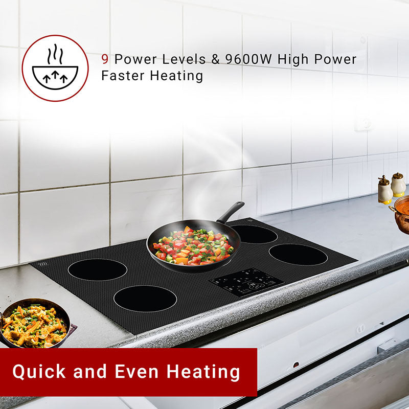 Equator 36 inch Built-In 5 Burner Induction Cooktop POWER BOOST Keep Warm 240V/9600W