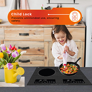 Equator 20inch Built-In/Freestanding 2 Burner HORIZONTAL Induction Cooktop 110V