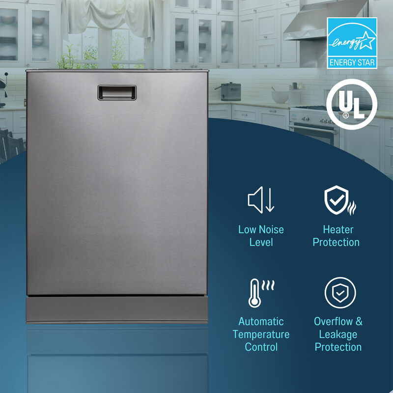 24 in 2440 Dishwasher Top Control 3rd Rack 15 place 3.4g QUIET 51 dB 110V EStar