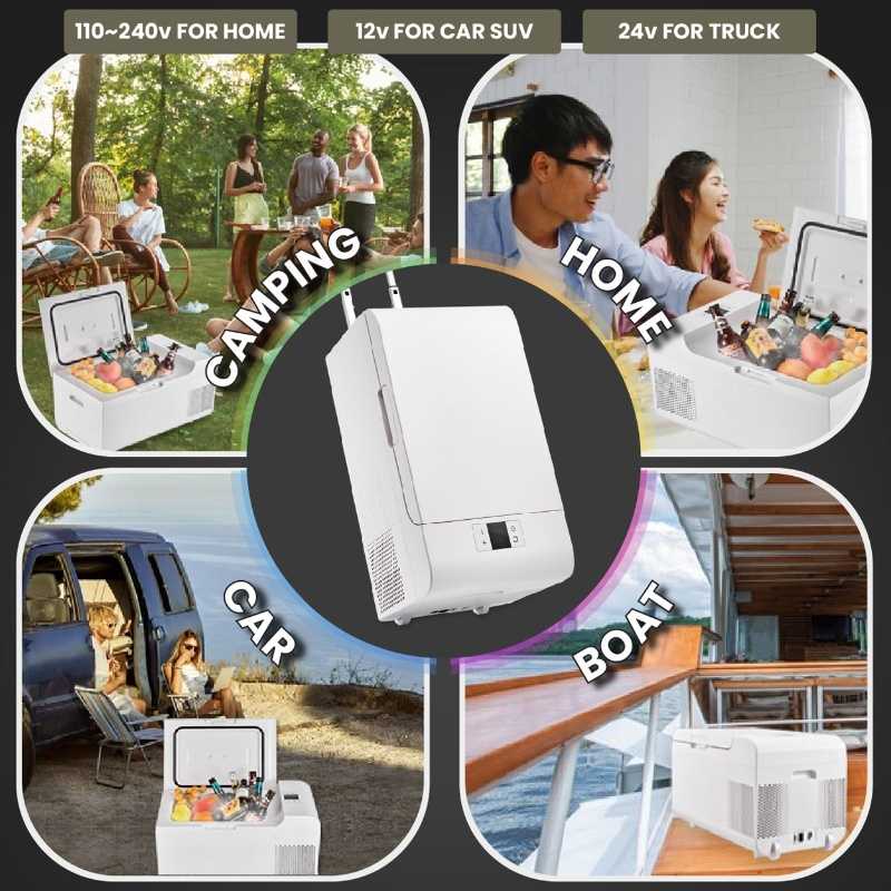 Rolling Fridge-Freezer Portable Casters Retractable Handle 0.7cf 12/110V