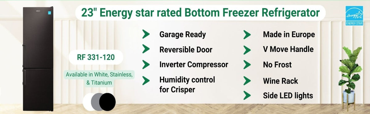 Conserv 12cf No Frost Bottom Freezer Refrigerator Wine Rack GARAGE READY E-Star