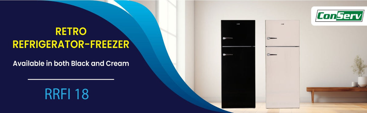 Conserv 30in RETRO Refrigerator 18cf Top Mount FACTORY INSTALLED ICE MAKER 110V Handle