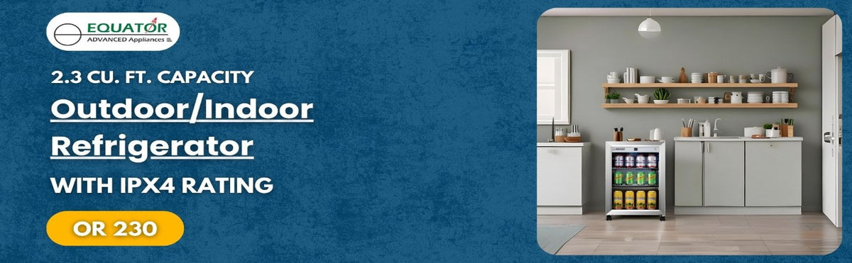 Refrigerador para interiores/exteriores de 2.3 pies cúbicos, clasificación IPX4, acero inoxidable, empotrable/independiente, capacidad para 85 latas, silencioso (42 dB)