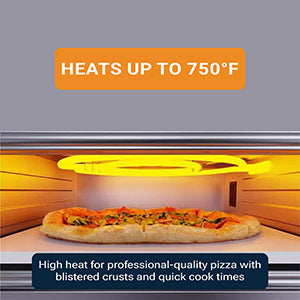 Horno para pizza Equator de 0.5 pies cúbicos para interiores/exteriores con piedra para hornear auténtica – Cocina pizzas de 12 pulgadas, 6 modos preestablecidos, ajustes personalizados y juego de accesorios para un verdadero sabor a pizzería en casa