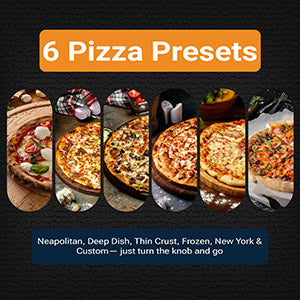Horno para pizza Equator de 0.5 pies cúbicos para interiores/exteriores con piedra para hornear auténtica – Cocina pizzas de 12 pulgadas, 6 modos preestablecidos, ajustes personalizados y juego de accesorios para un verdadero sabor a pizzería en casa