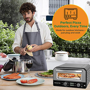 Horno para pizza Equator de 0.5 pies cúbicos para interiores/exteriores con piedra para hornear auténtica – Cocina pizzas de 12 pulgadas, 6 modos preestablecidos, ajustes personalizados y juego de accesorios para un verdadero sabor a pizzería en casa