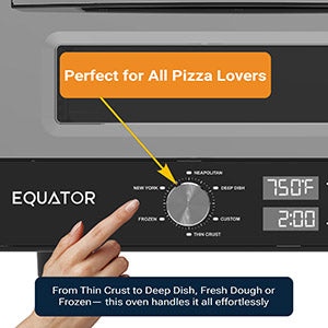 Horno para pizza Equator de 0.5 pies cúbicos para interiores/exteriores con piedra para hornear auténtica – Cocina pizzas de 12 pulgadas, 6 modos preestablecidos, ajustes personalizados y juego de accesorios para un verdadero sabor a pizzería en casa