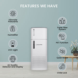 Equator HEPA Air Purifier Sterilizer Ionizer Humidifier PET Option 431sf 110V