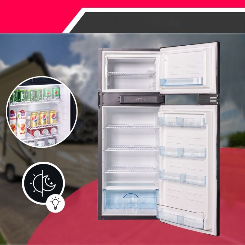 Conserv 12V/DC Refrigerator Freezer 10cf Stainless for RV BOAT OFF-GRID 2 Doors+ AC/ DC Adapter