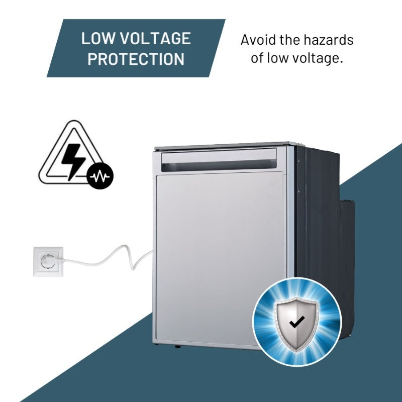 12V/DC Mini-Fridge Freezer 2.8cf Silver for RV BOAT OFF-GRID+AC / DC Adapter