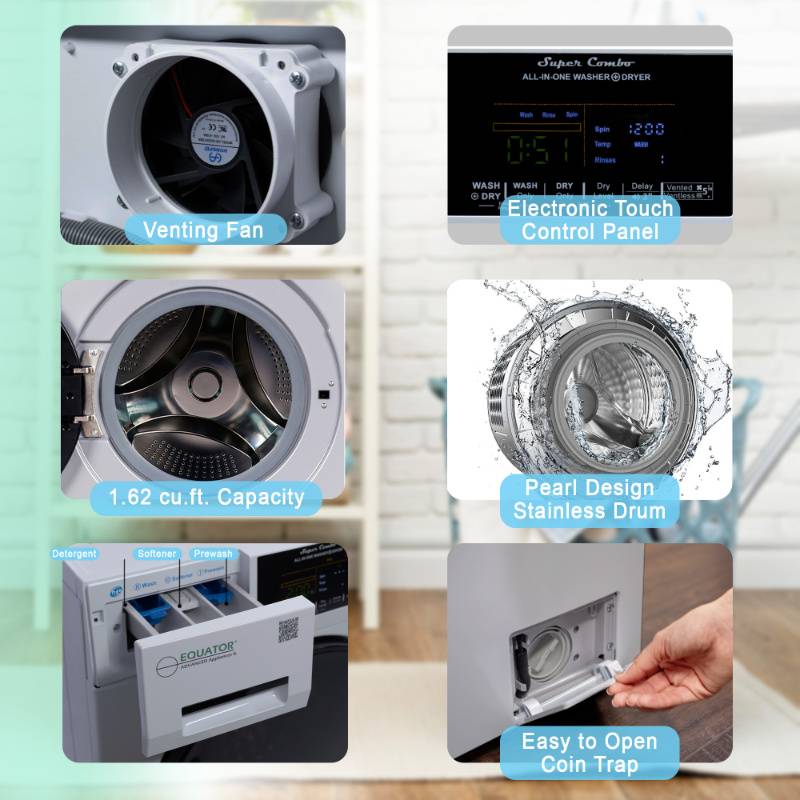 Original All-In-One 4600 Washer Dryer VENTLESS/VENTED PET Cycle 1.62cf/15lbs 110V