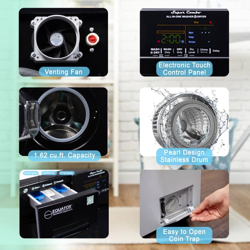 Original All-In-One 4600 Washer Dryer VENTLESS/VENTED PET Cycle 1.62cf/15lbs 110V