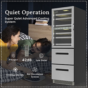 Equator Connoisseurs Club 3-Zone 84 Bottle Wine Refrigerator+2 Drawers 110V