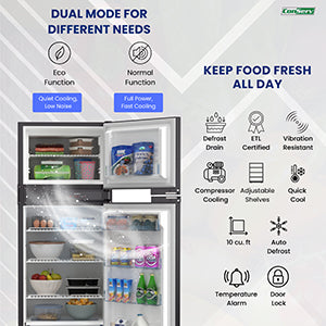 Refrigerador Congelador Conserv 12V/CC de 10 pies cúbicos, acero inoxidable, para RV, BARCO, FUERA DE LA RED, 2 puertas
