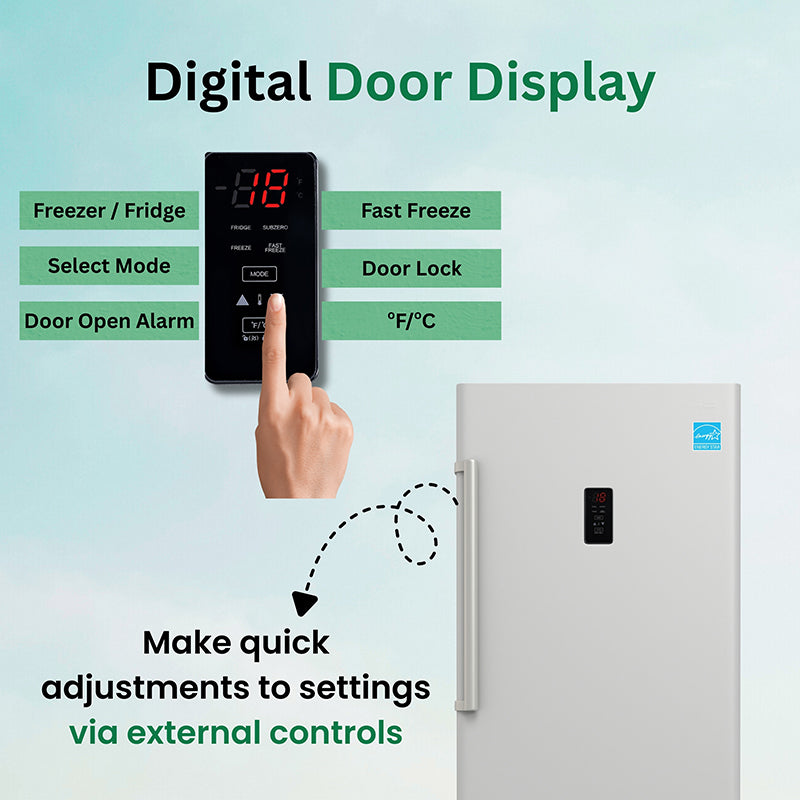 Congelador vertical Conserv de 17 pies cúbicos, CONVERTIBLE A REFRIGERADOR, apto para garaje, certificado Energy Star, 28 pulgadas de ancho, 110 V