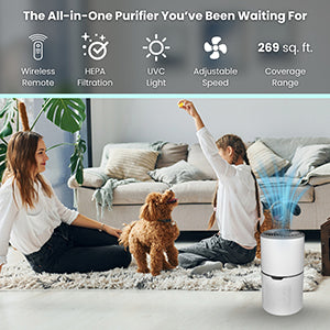 Equator HEPA Air Purifier/Sterilizer PET Option ION Smoke Remover 269sf 110V