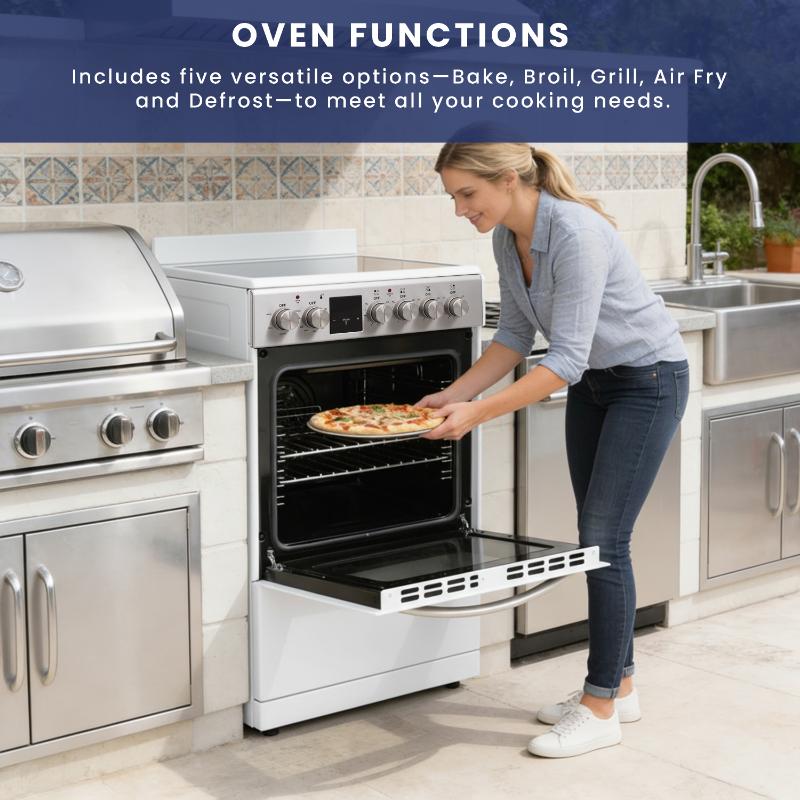 Equator 20 Electric Cooking Range 4 Ceramic Burner CONVECTION OVEN AIR FRYER SS