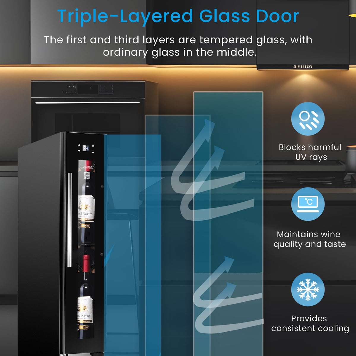 Equator 9 Bottles Wine Refrigerator 1-Zone Freestanding/Builtin 7 Color LED 110V