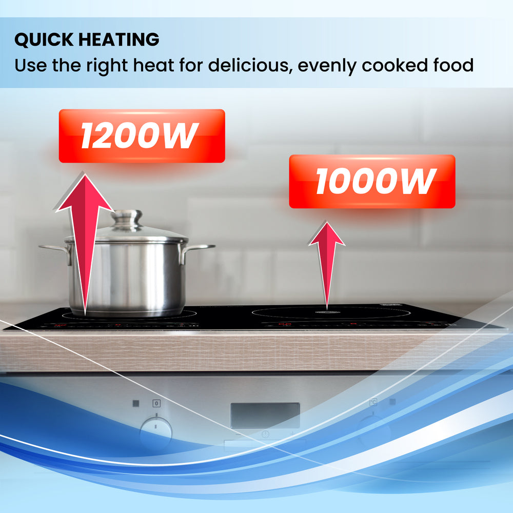 Equator 120V 20 inch 1 Induction and 1 Ceramic Electric Hybrid Cooktop, Black