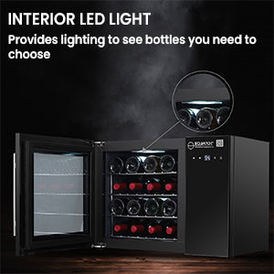 Refrigerador de vinos para encimera Equator de 16 botellas, negro, control táctil, 110V