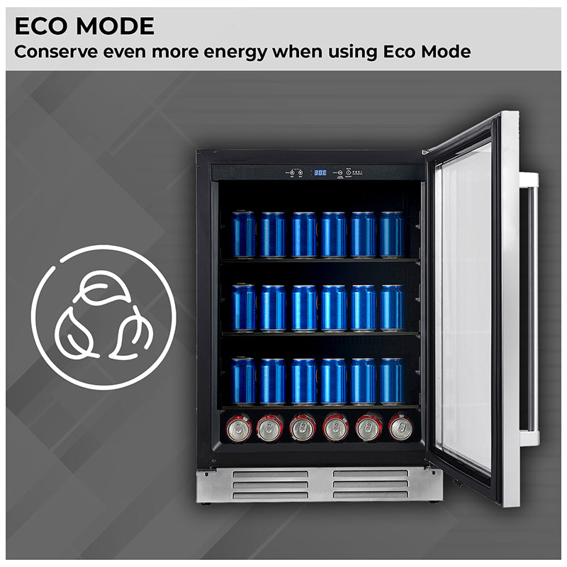 REFRIGERADOR DE BEBIDAS Equator de 24 pulgadas, empotrable/independiente, acero inoxidable, capacidad para 108 latas + 6 botellas, 4.76 pies cúbicos, 110V