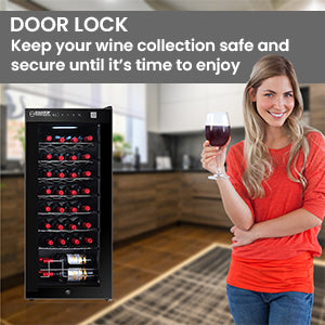 Refrigerador de vinos Equator de 32 botellas, color negro: zona de temperatura única, independiente, enfriamiento por compresor