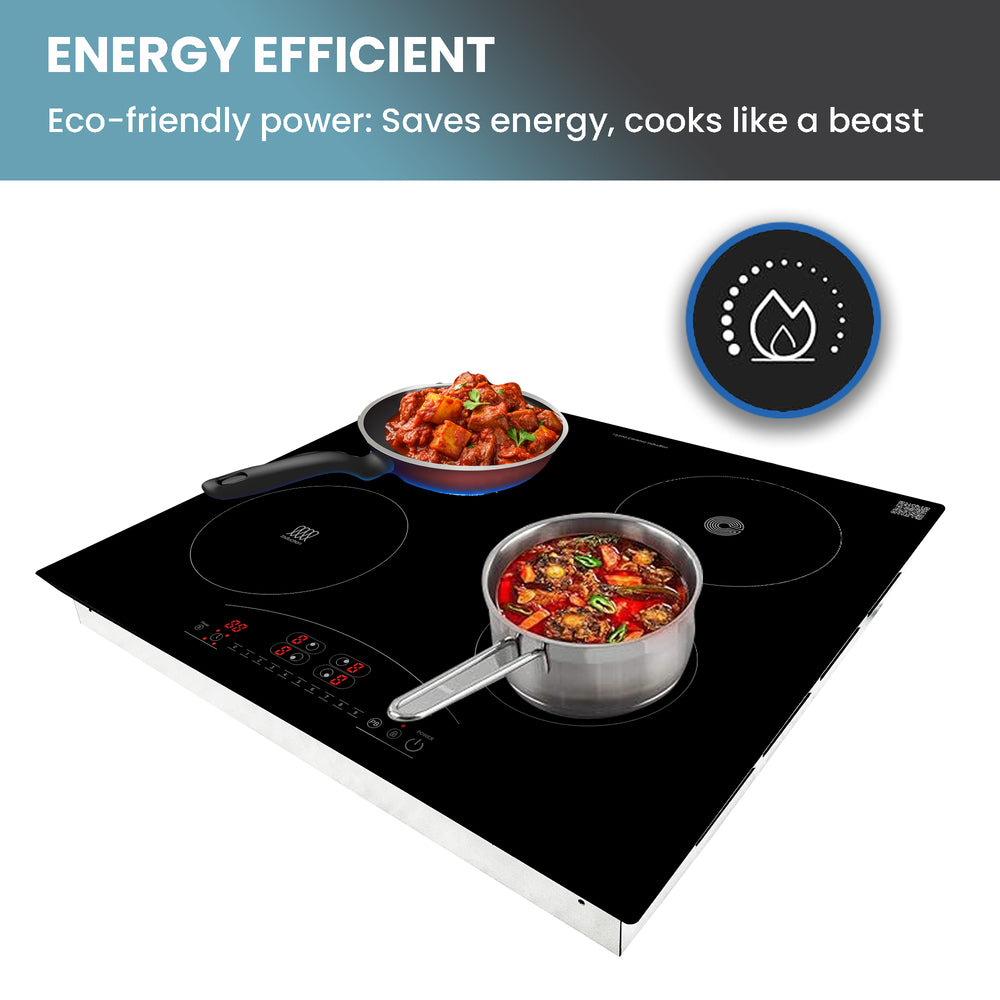 Equator 24 inch Electric Hybrid CERAMIC-INDUCTION 4 Burner Cooktop 9 Power 220V