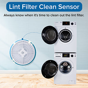 LAVADORA APILABLE ESTÁNDAR EW 835 18 lbs 1.9 pies cúbicos 110V + SECADORA VENTILADA CON SENSOR ED 880 4 pies cúbicos 220V