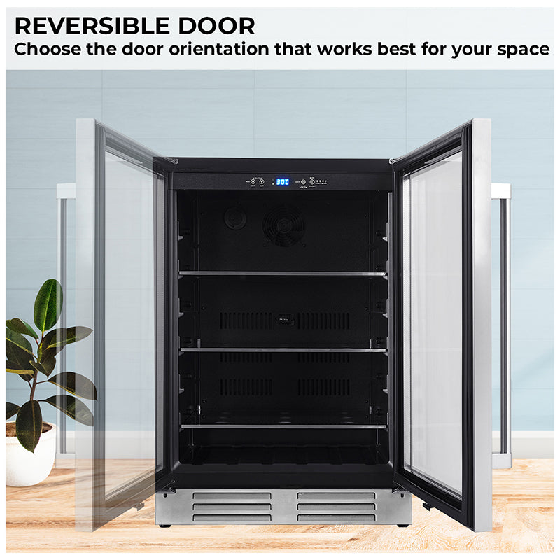 REFRIGERADOR DE BEBIDAS Equator de 24 pulgadas, empotrable/independiente, acero inoxidable, capacidad para 108 latas + 6 botellas, 4.76 pies cúbicos, 110V