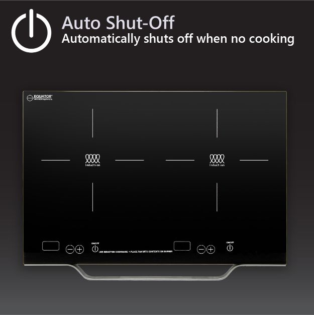 Placa de inducción portátil Equator de 2 quemadores y 21 pulgadas, LIGERA con MANGO DE ALUMINIO, 110 V