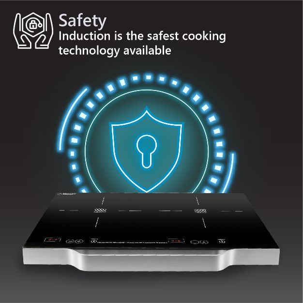 Placa de inducción portátil Equator de 2 quemadores y 21 pulgadas, LIGERA con MANGO DE ALUMINIO, 110 V