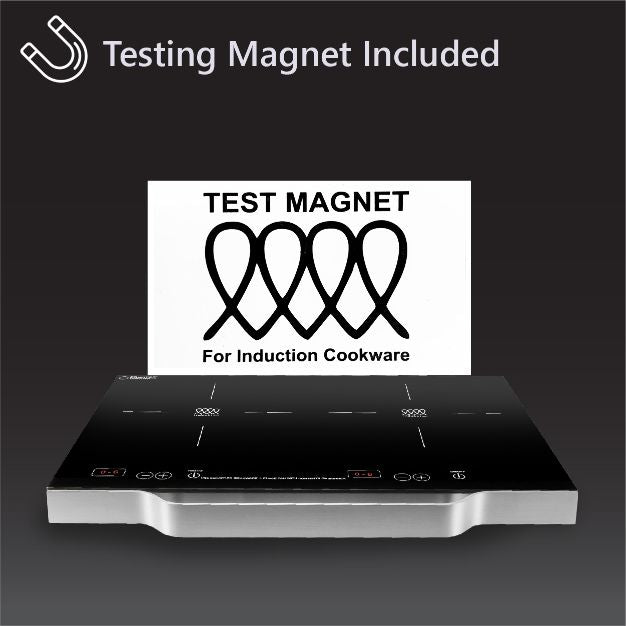 Placa de inducción portátil Equator de 2 quemadores y 21 pulgadas, LIGERA con MANGO DE ALUMINIO, 110 V