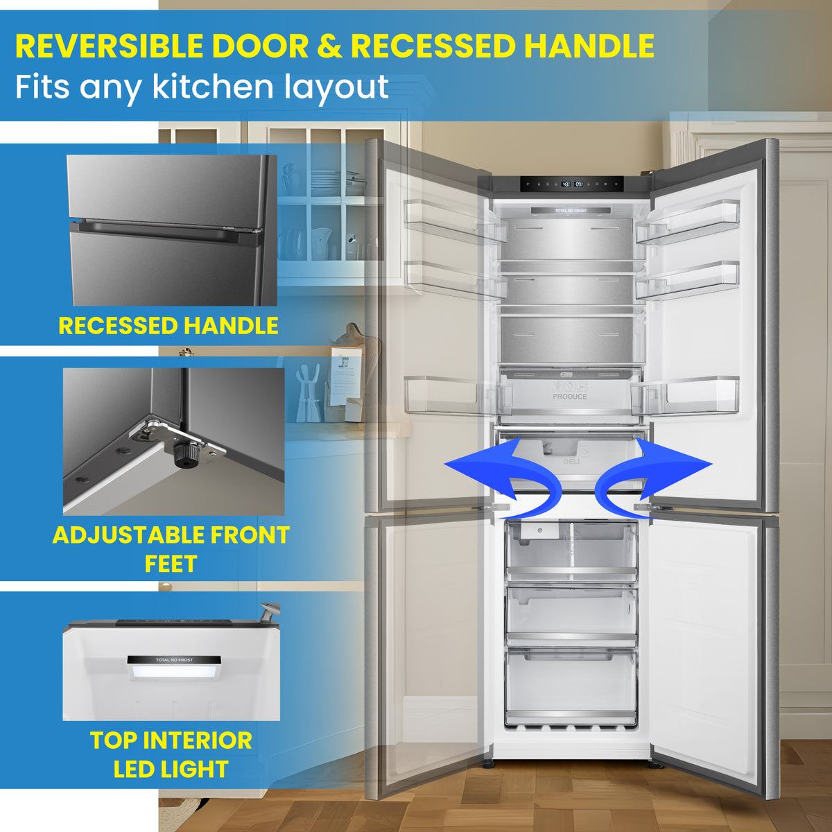 Bottom Mount Refrigerator-Freezer FACTORY INSTALLED ICE MAKER Frost Free Reversible 110V - EStar