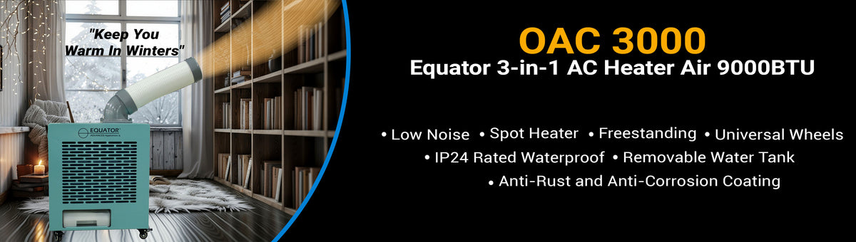 Climatiseur extérieur Equator 3-en-1 AC Chauffage 9000 BTU IP24 à roulettes 110V