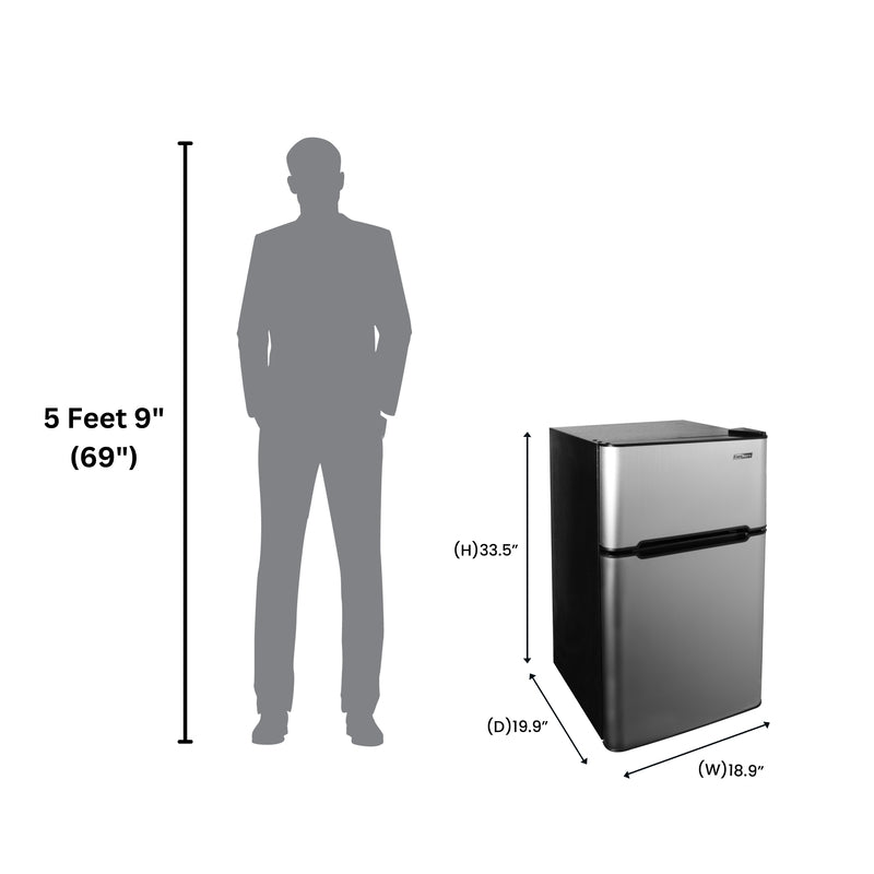 Conserv 19in STAINLESS Compact 2 Door Refrigerator 4.5cf Reversible Door 110V
