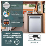 Compact RV-Marine-Offgrid Convertible Refrigerator-Freezer 1.6cf 12V 110V + AC/ DC Adapter